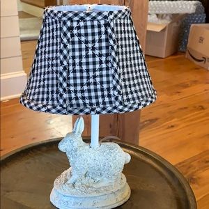 Rabbit lamp with black checkered shade